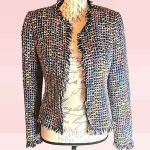 Trina Turk Rainbow Confetti Tweed Blazer Size 4